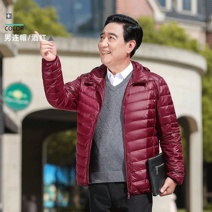 Transfronterizo Tik Tok nuevo chaqueta de plumón ligera hombre de mediana edad padre vestido de cuello corto chaqueta de invierno grande moda