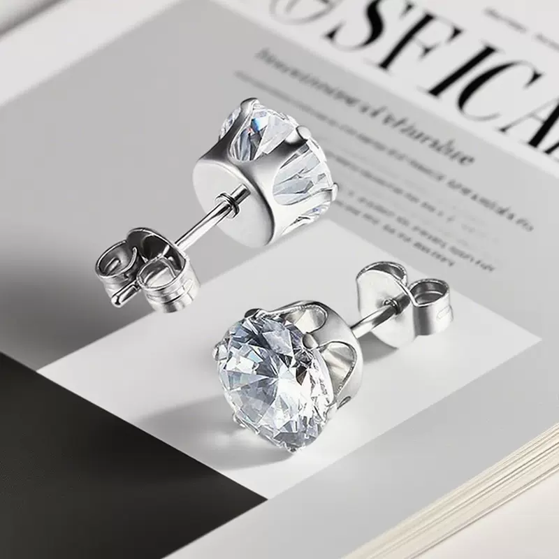 不锈钢爪耳钉潮流穿刺饰品简约钛钢小耳钉超闪耳骨钉耳饰耳钉