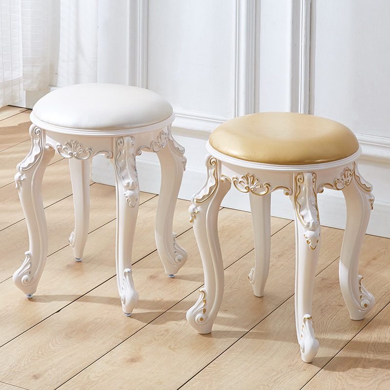 European American Dressing Table Stool Makeup Stool Soft Bag Small Round Stool Home Chair Princess Bedroom Manicure Stool Guzheng B&