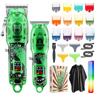 Mother and child hair clipper set transparent body electric hair clipper men's oil head carving electric clipper electric shaver