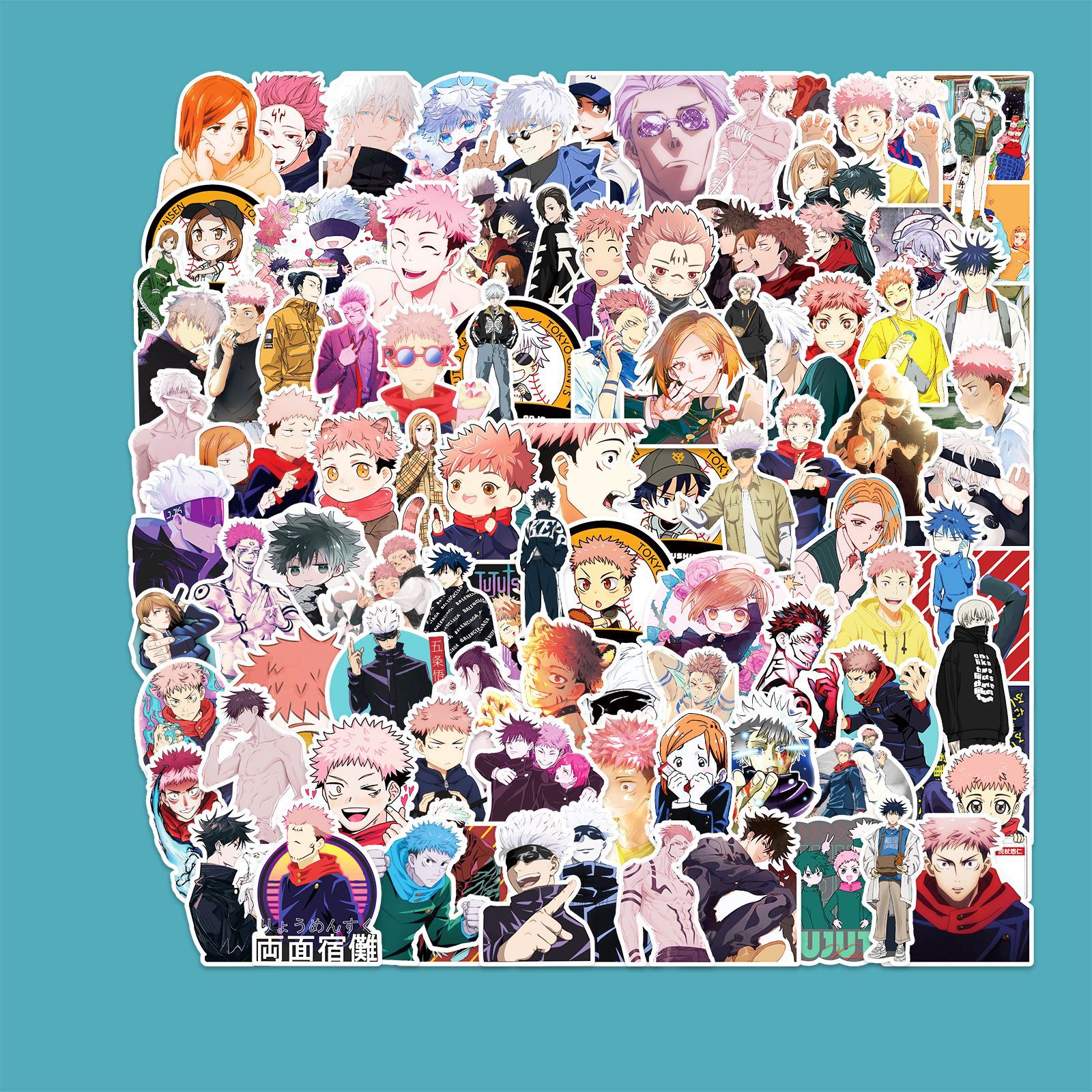 100张咒术回站涂鸦卡通贴纸奶茶杯笔记本电脑滑板车汽车装饰贴纸