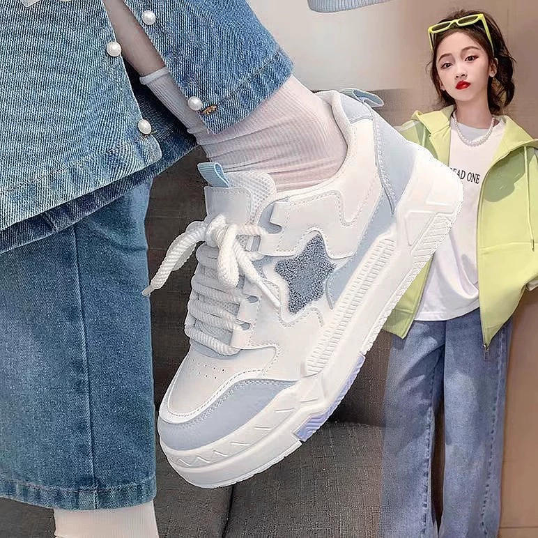 Кроссовки для девочек низкие детские плоские подошвы 2024 осень новая повседневная обувь модная иностранная спортивная обувь