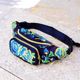 Waist bag embroidered double blue peony