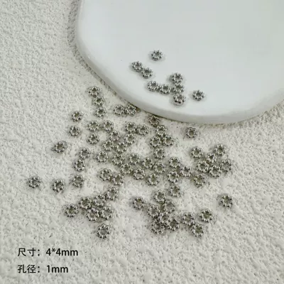 Plastic CCB snowflake small Zərgərlik ara hissələri - silver-4mm-1000-pcspack