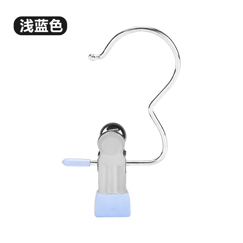 Clip para colgar ropa de acero inoxidable, gancho multifuncional, toalla sin rastro, sombrero, calcetines, pantalones a prueba de viento, clip para secar ropa fija de tres caracteres