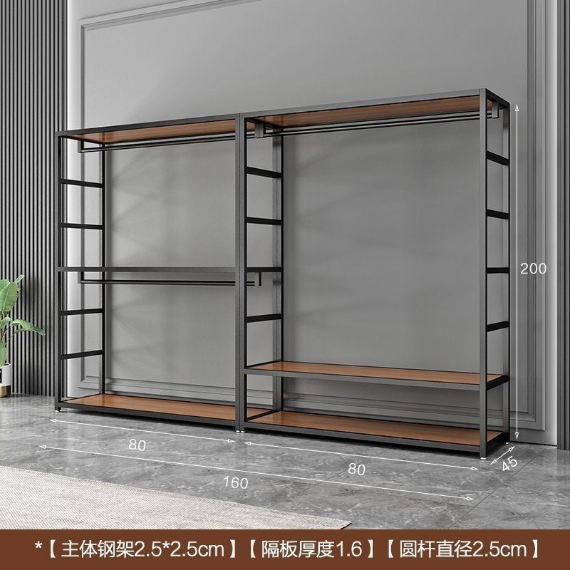 衣帽架钢结构衣柜家用卧室加厚双层加粗衣帽架两层金属简约现代|undefined