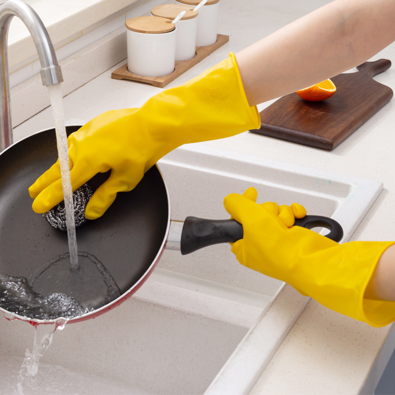 Guantes de látex de cocina para lavar platos, impermeables, tareas domésticas, tareas domésticas prolongadas, guantes para lavar platos, cocina femenina, goma, Douyin al por mayor