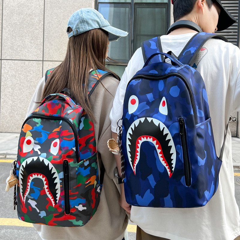 Best-Selling Fully Printed Shark Backpack, Large Capacity Storage Student Backpack, Casual Spine-Protecting College Student Backpack