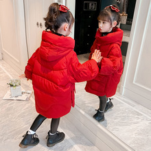 女童棉服2022年新款兒童冬裝洋氣棉襖外套加厚大女孩紅色羽絨棉衣