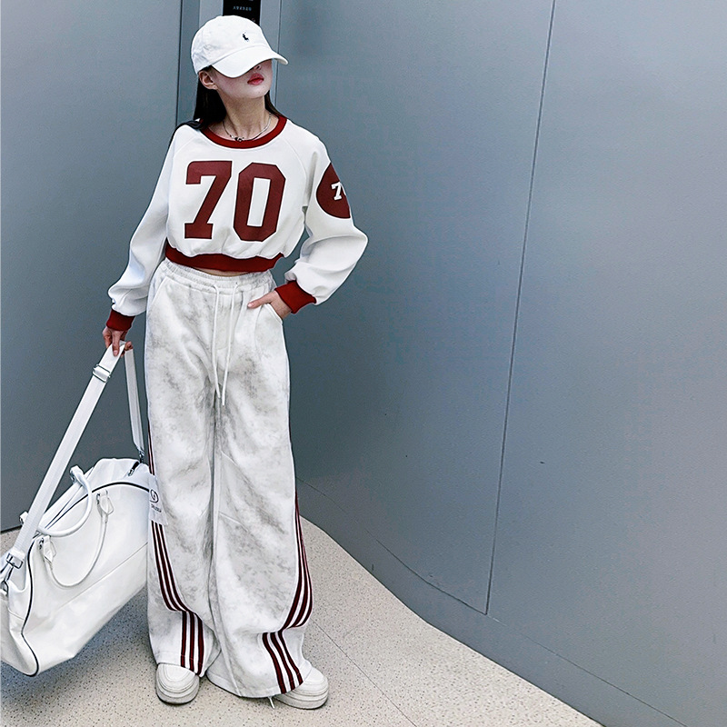 Girls' Sports Suit 2025 New Style Children's Trendy Autumn Outfit for Older Girls Casual Stylish Sweatshirt and Sweatpants Two-Piece Set