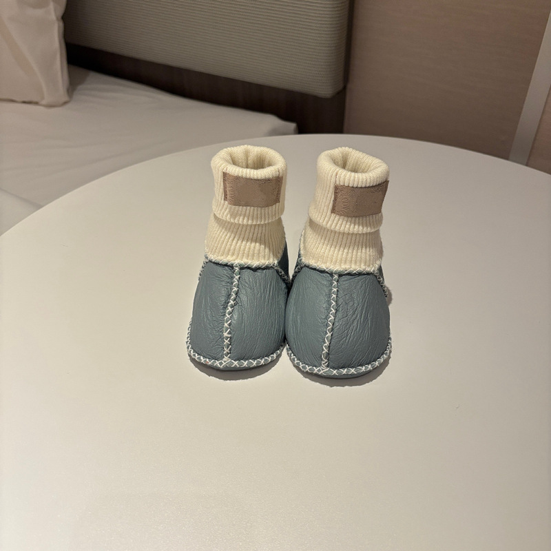 桑坡纯色羊皮毛一体宝宝棉鞋婴幼儿鞋室内步前鞋袜软底男宝女宝|undefined