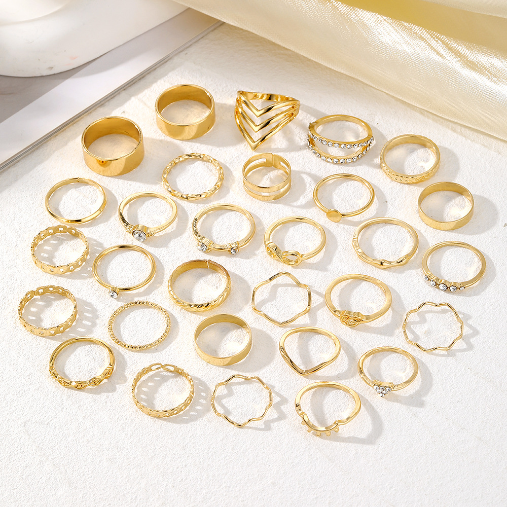 43g Weight Rings Classification 1 Set Quantity Holiday, Daily Occasion Alloy Material Waves, Heart Shape Pattern Women's Gender Plating Design Simple Style, Classic Style Style Simple Style Classic Style Waves Heart Shape Alloy Plating Women's Rings 2