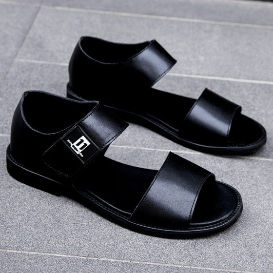 Sandals Men's New Summer Men's Beach Shoes Cowhide Sandals and Slippers Soft Leather Sandals Business Casual Fashion Trend
