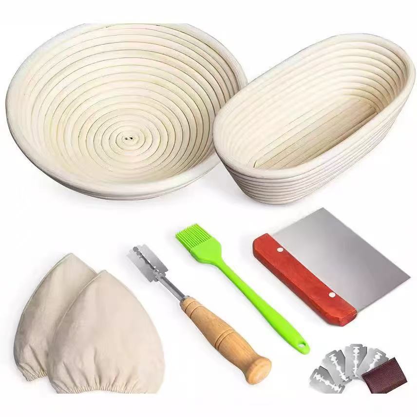 Amazon Banneton Fermentation Basket Tool Set Pan Panadería hecha a mano Canasta Panadería