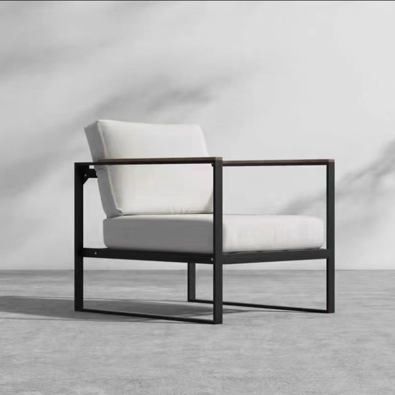 Sofá de aleación de aluminio al aire libre nórdico terraza villa muebles departamento de ventas residencial sofá de acero inoxidable combinación al aire libre