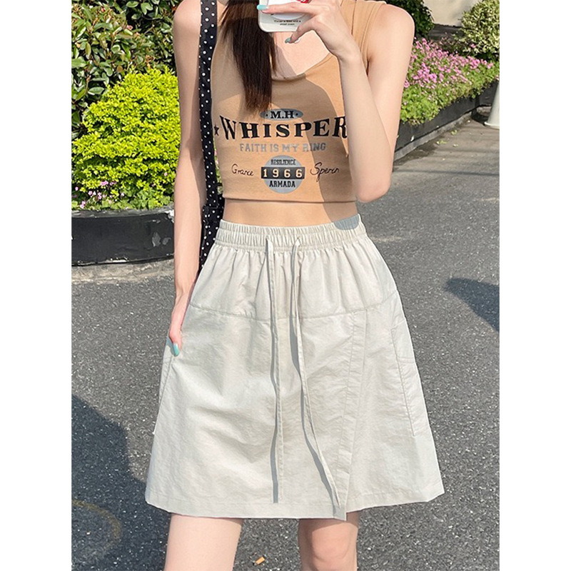 ネイビーブルーのカーゴキュロット女性の夏の 2025 新しいルーズワイドレッグ 5 点ミッドパンツカジュアル山本アイスシルクショーツ|undefined