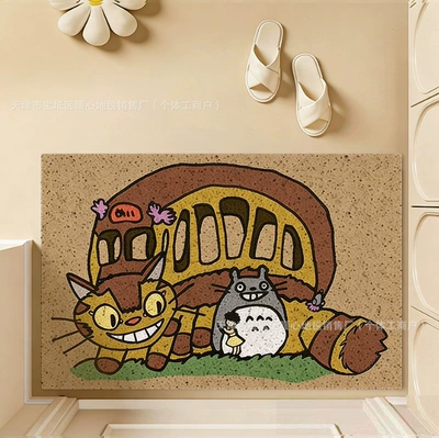 Mat for Home Entrance, Avtomobil döşəmə paspasları - totoro-rides-the-cat-bus-4060cm-silk-circle