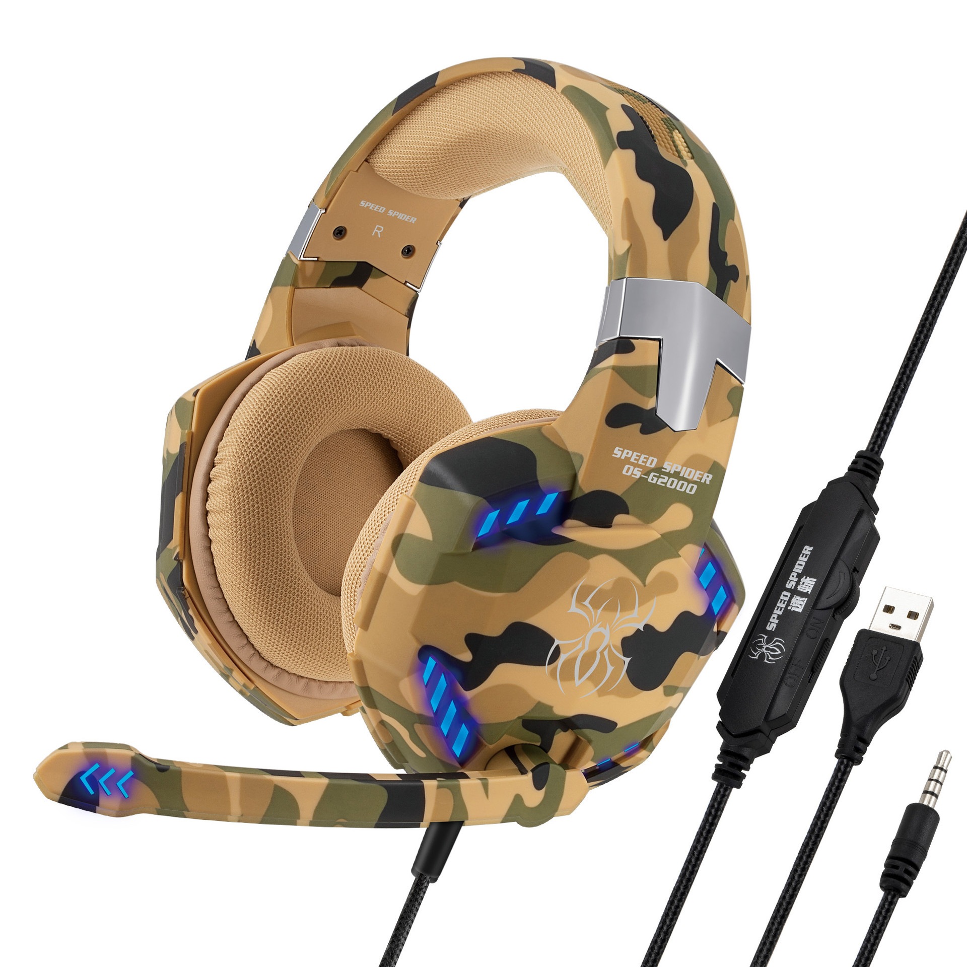 Cross-border G2000 e-sports auriculares juego de pollo auricular luminoso con cable subwoofer