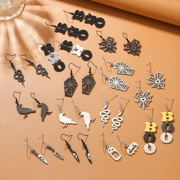Halloween Earrings, Accessible Luxury, High-End, Funny Little Devil, Mysterious Skull, Titanium Steel Earrings, Personalized Stainless Steel Earrings