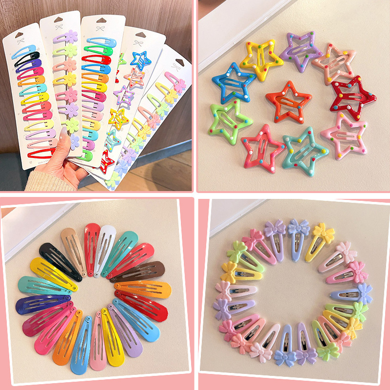 Internet celebrity hair accessories female cute color hairpin water drop five-pointed star Korean candy color small hairpin girl bangs side clip