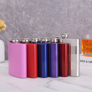 Cross-Border 6oz Stainless Steel Flask Can Be Customized with Spray Paint and Color Portable Flap Pocket Pants Flask with Colored Glaze