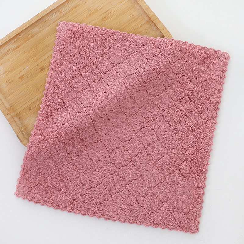 Toallas de coral de lana de coral suave absorción de agua toallas de cocina cinco paquetes de toallas de toallas de toallas para niños de color simple