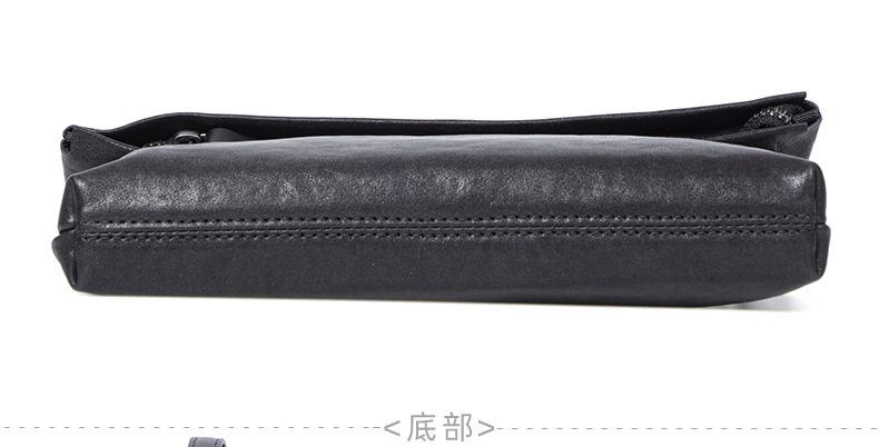 Túi đeo chéo nam da bò thuộc da thật kiểu thể thao, túi cầm tay nhỏ gọn 29×11×17 cm — Màu đen chi tiết 16