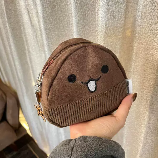 Little Red Book's Same Style Chestnut Coin Purse, Cute and High-Looking, Large-Capacity Makeup Bag, Storage Bag for Middle and High School Students