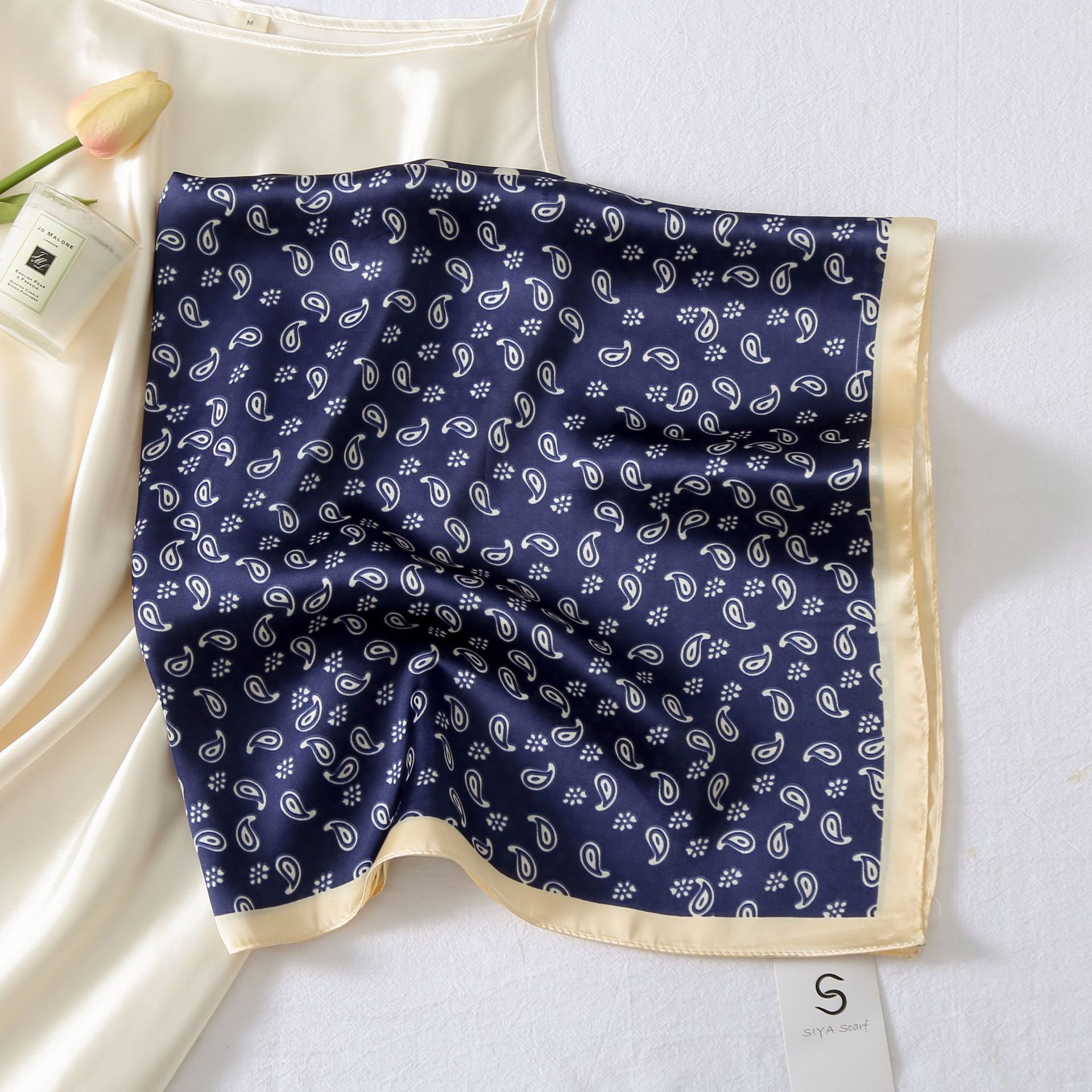 47g Weight Silk Scarf Classification Street, Shopping Occasion Polyester Material Geometric, Polka Dots Pattern Spring&Summer Season Women's Gender Elegant, Lady Style Women's Elegant Lady Geometric Polka Dots Polyester Silk Scarf 2