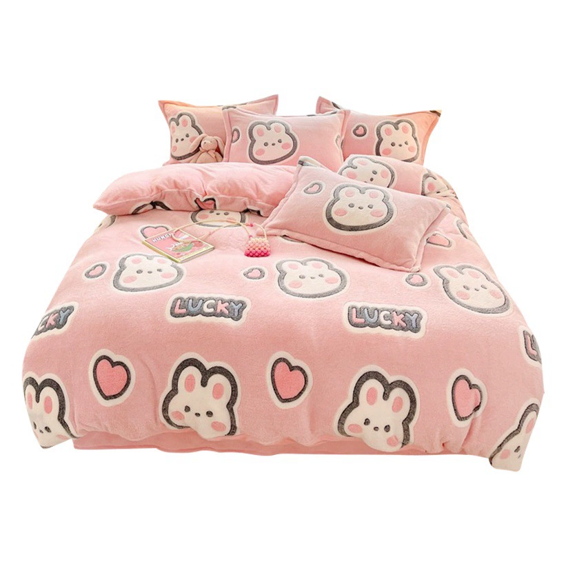 Зимнее утолщенное молочное бархатное пододеяльник с одним мультяшным коралловым бархатным пододеяльником один продукт Наньтун на флисовой подкладке один пододеяльник фланель