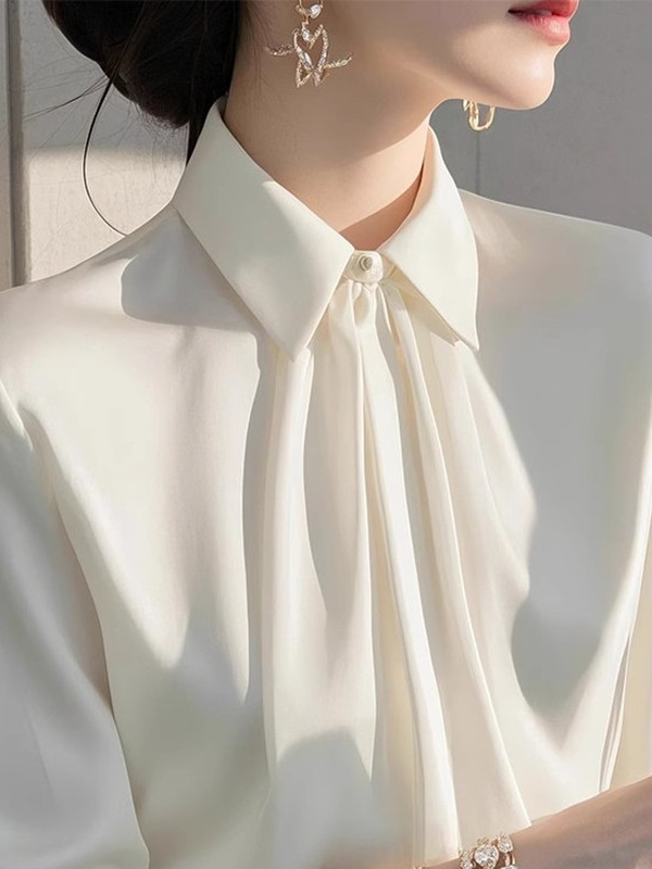 法式白色衬衫女职业高级感2025春季轻熟御姐穿搭上衣时尚长袖小衫|undefined