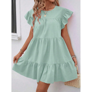 O 88286 Solid Loose Short Dress ��ɫ���e�B�¶�ȹ