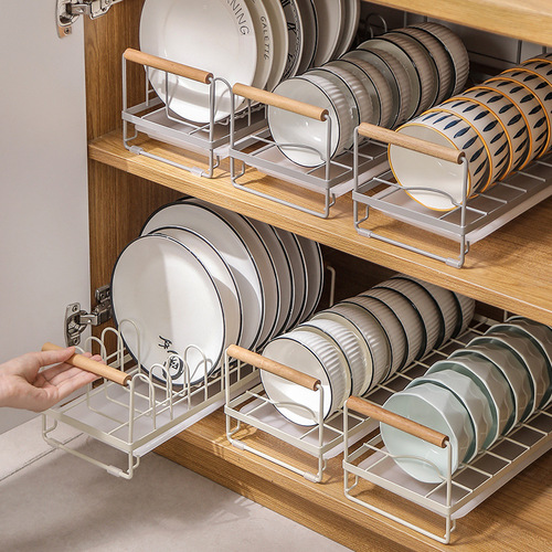 Plate and bowl storage rack, kitchen storage shelf, no-drilling draining plate and bowl stand, household countertop plate and chopstick cabinet rack