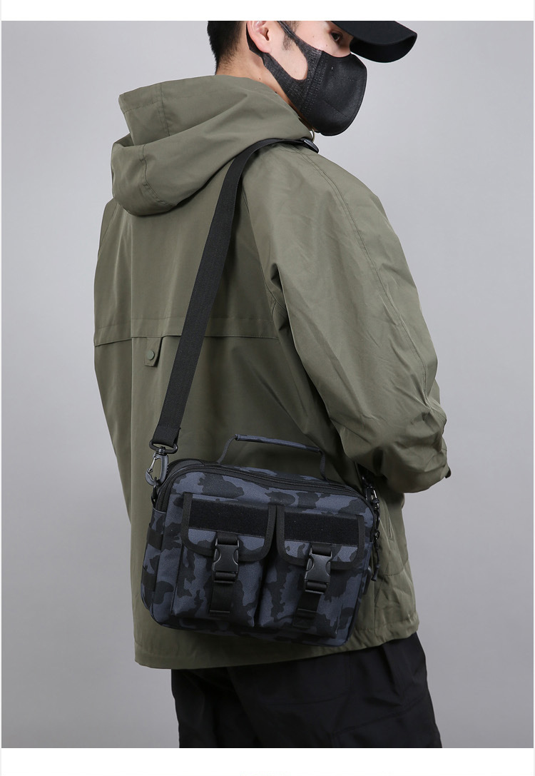 Single-shoulder bag, outdoor tactical multi-functional USB charging crossbody bag, military camouflage backpack, travel outdoor cycling bag undefined