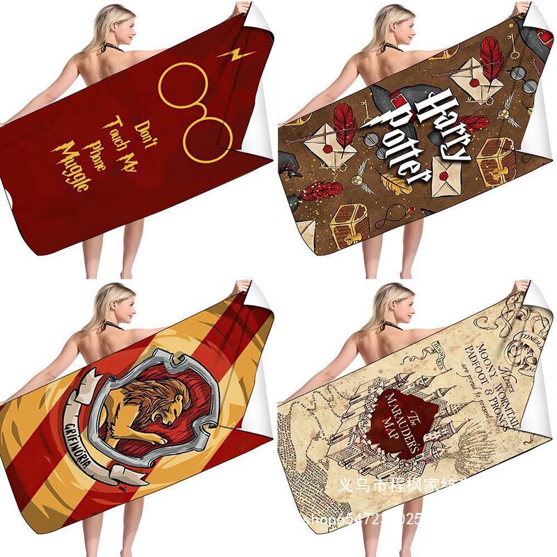Anime Harry Potter Square Beach Towel Super Microfiber Quick-Drying Can Be Shipped with 3D Printing