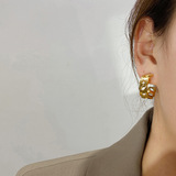 Золотые металлические изысканные серьги, коллекция 2023, золото 750 пробы