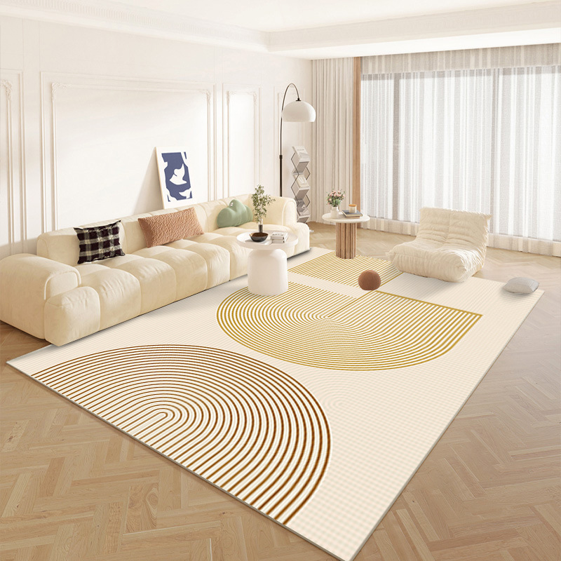 日式侘寂風水晶絨客廳地毯簡約風沙發茶几墊耐髒易打理臥室床邊毯