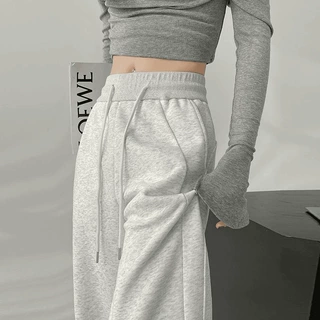 美式白色运动裤女2026春秋新款高腰显瘦休闲直筒宽松阔腿裤拖地裤