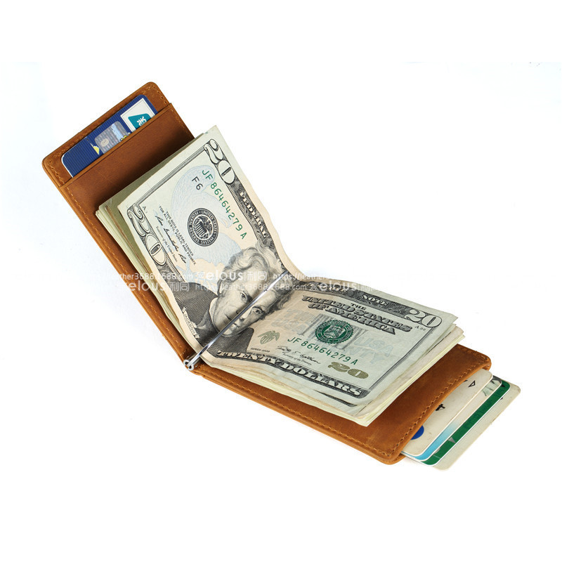 定制男士真皮錢包頭層牛皮rfid錢包短款美金夾卡包