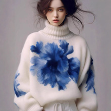 2025秋冬新款上衣小众独特洋气别致时髦超好看印花针织衫毛衣女装