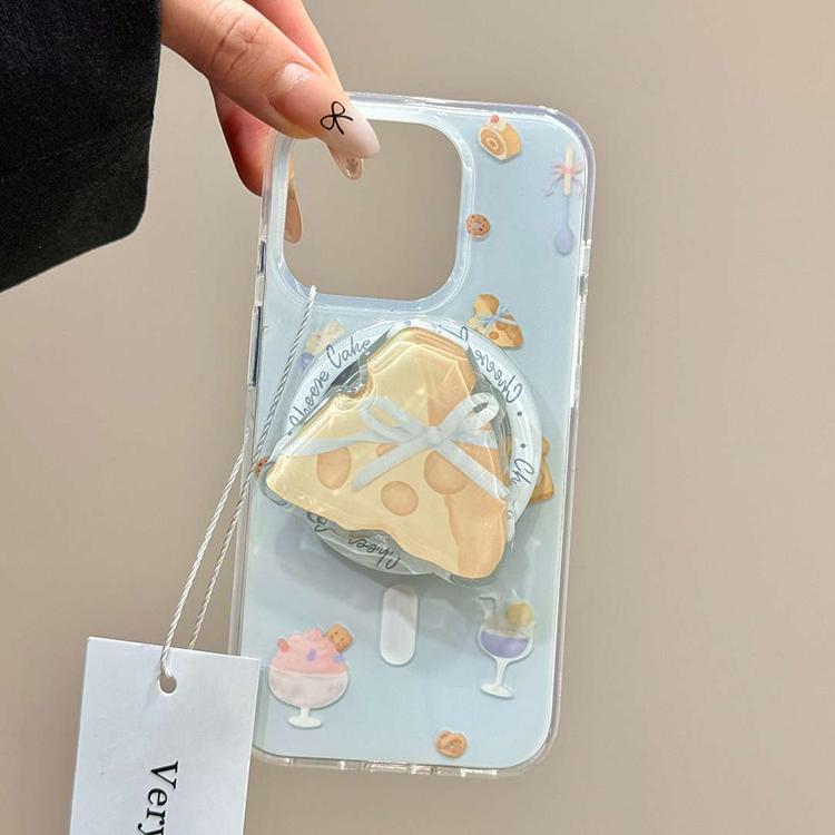 imd 大穴磁気吸引 ins スタイルライトブルー漫画少女 iPhone 携帯電話ケースクロワッサンチーズ磁気吸引|undefined