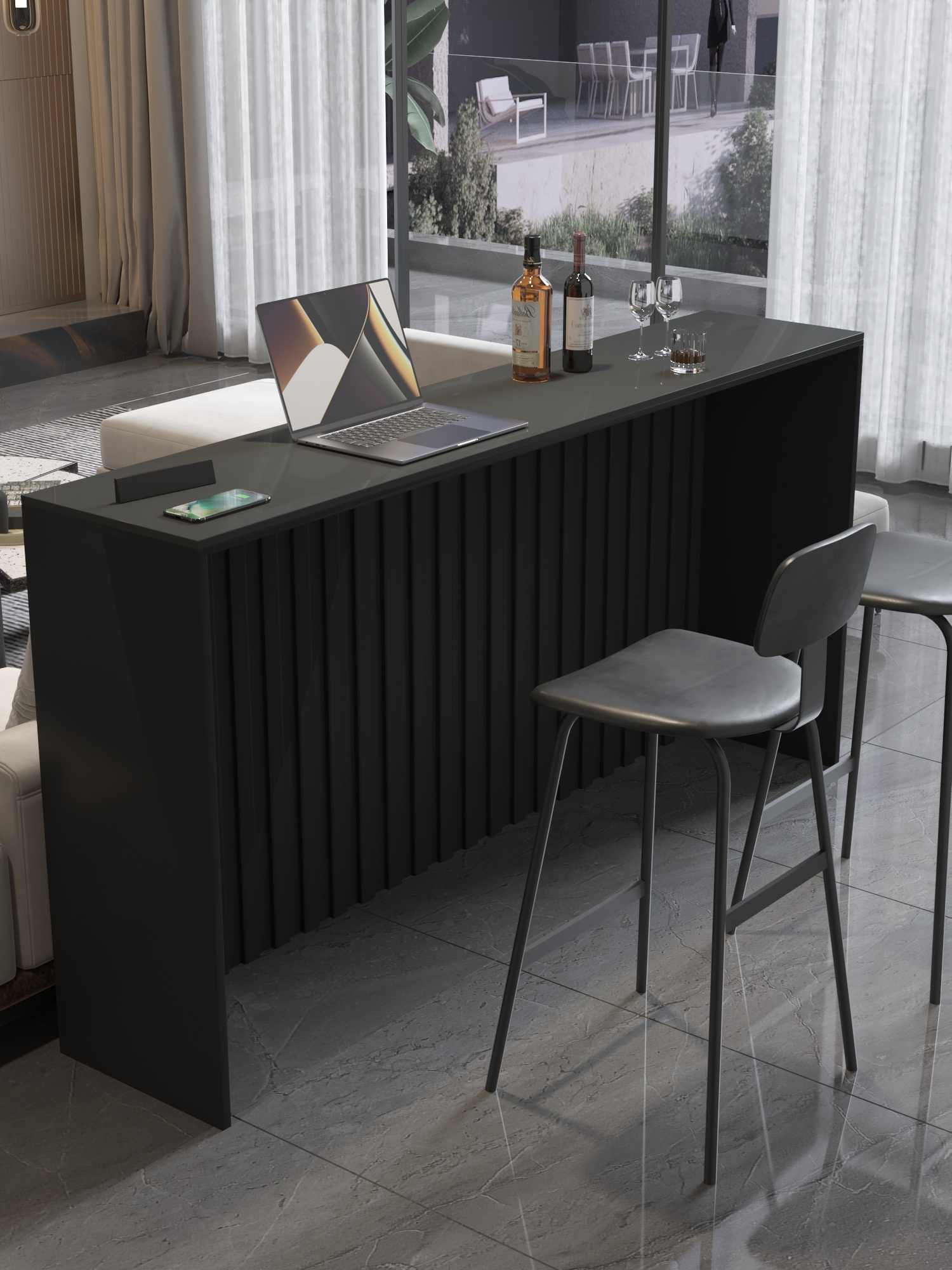 ✅ Modern Light Luxury Slate Dining Table Home Living Room Partition Table Sofa Back High Table Wall Bar Table Long Table