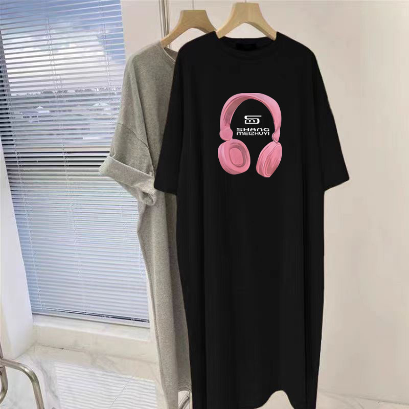 Plus Size Western Style Dress Loose Casual Summer Fat mm Long Hip-Covering Short-Sleeved T-Shirt Long Skirt Nightgown for Going Out Plus Size Western Style Dress Loose Casual Summer Fat mm Long Hip-Covering Short-Sleeved T-Shirt Long Skirt Nightgown for Going Out
