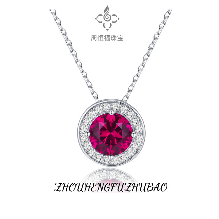 European and American Amazon Cultured Pigeon Blood Ruby Necklace Cross-Border E-Commerce Necklace Light Luxury High-End Elegant Gift