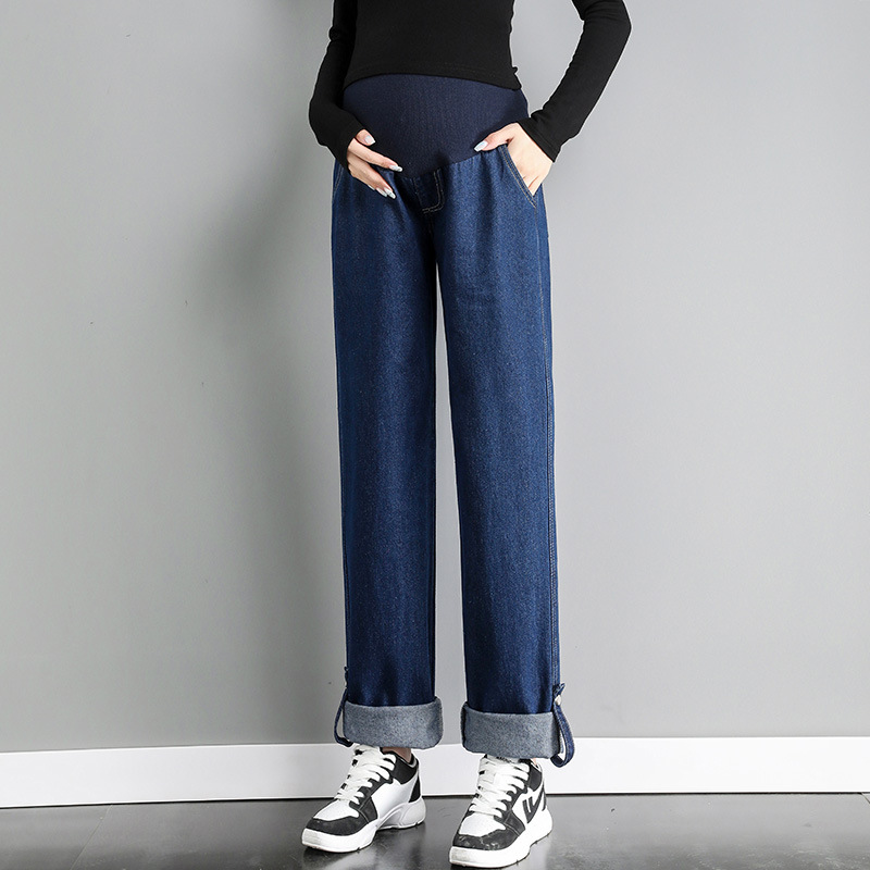 妊婦のジーパンの春と秋の冬のベルベットの夏の薄いゆったりとしたカジュアルな大きいサイズのストレートのカジュアルな9分の長いズボン