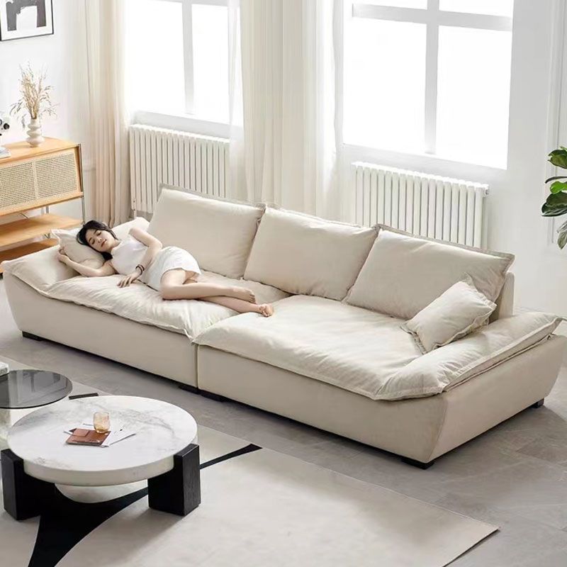 Italian-Style Light Luxury Tech Fabric Sofa with Footrest for Small Apartments, New Model for Rental Homes, Straight-Line Cat-Scratch-Resistant Leather Sofa