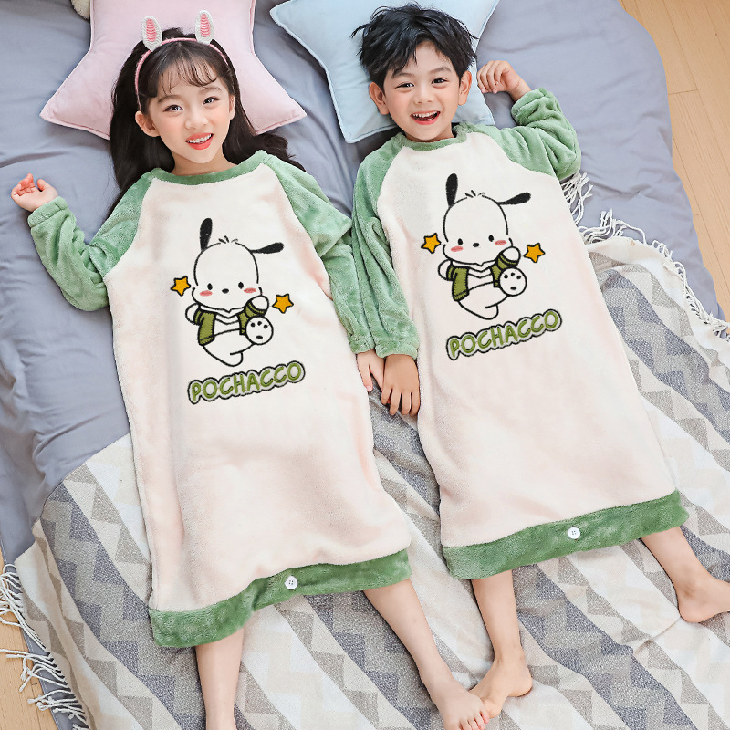 Children's demi-season flannel velvet keep warm cartoon sleeping bag