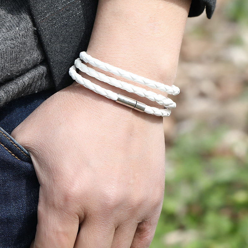 Fashion braided leather multi-loop bracelet wholesale