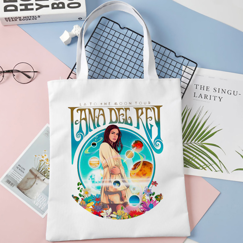 Comercio exterior transfronterizo Lana Del Rey impresa bolsa de lona Harajuku bolsa de hombro de moda estudiante bolsa de compras portátil