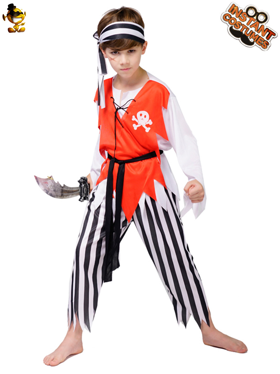 De Halloween para niños pirata masculino juego de rol traje de escenario pequeño mar capitán pirata rendimiento Cosplay traje image 5